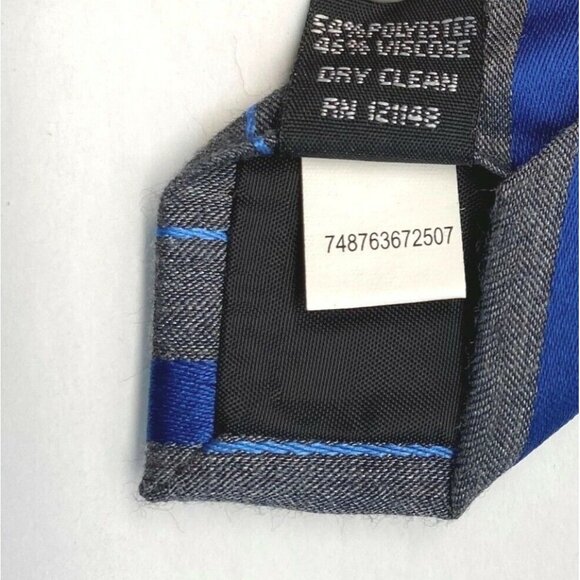 Van Heusen Mens Neck Tie Blue Gray Striped Diagonal Office Business Attire - Picture 4 of 8